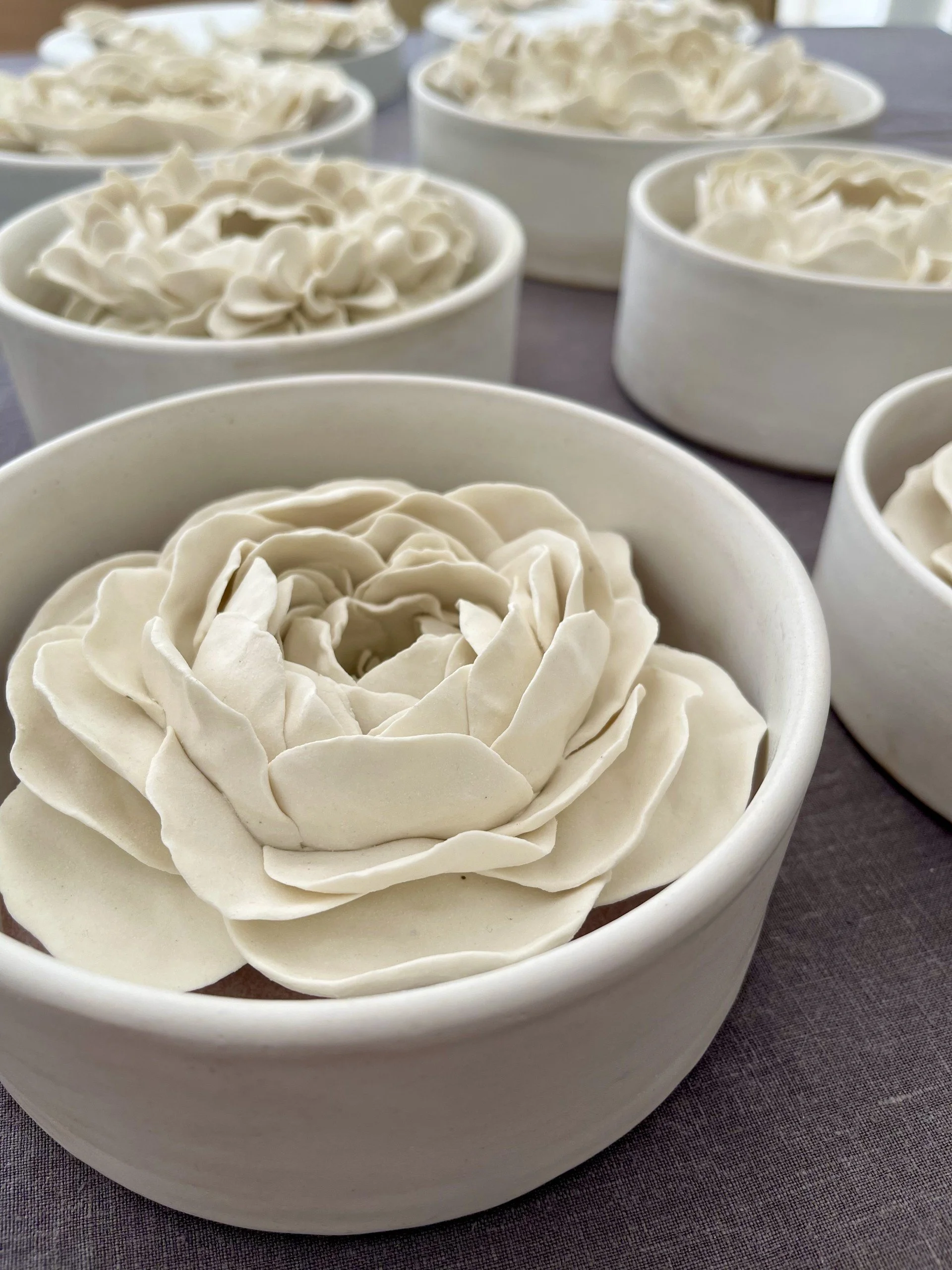 Kate Kelleher Sculptural Ceramics - Framed porcelain flower art